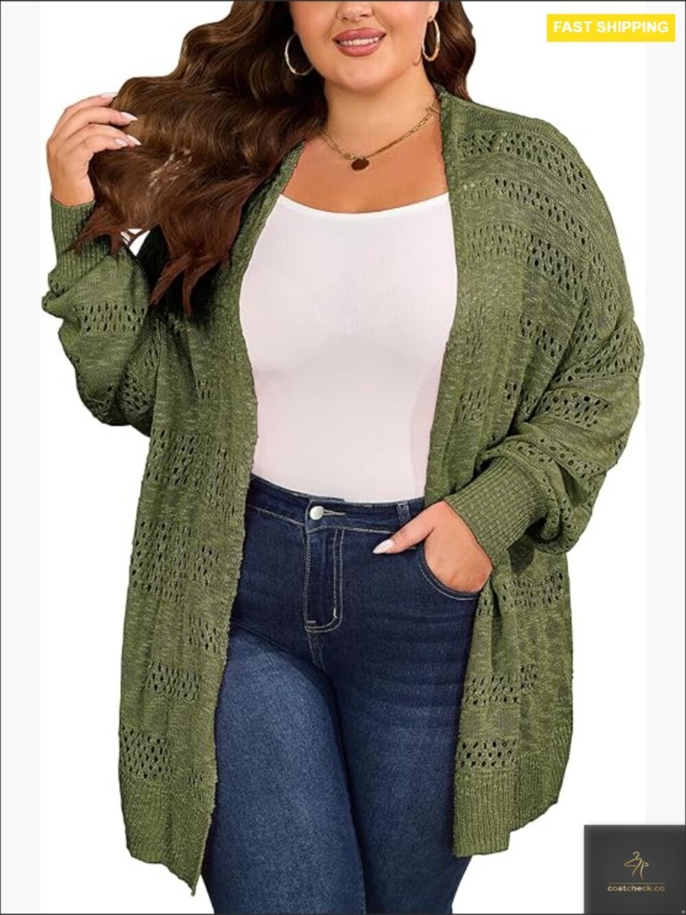Plus Size Crochet Cardigan Kimono Boho Oversized Long Sleeve Knit Open Front